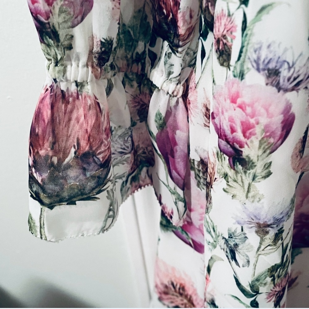 Ted Baker London White and Pink Floral Long Sleeve Dress - Picture 4 of 8